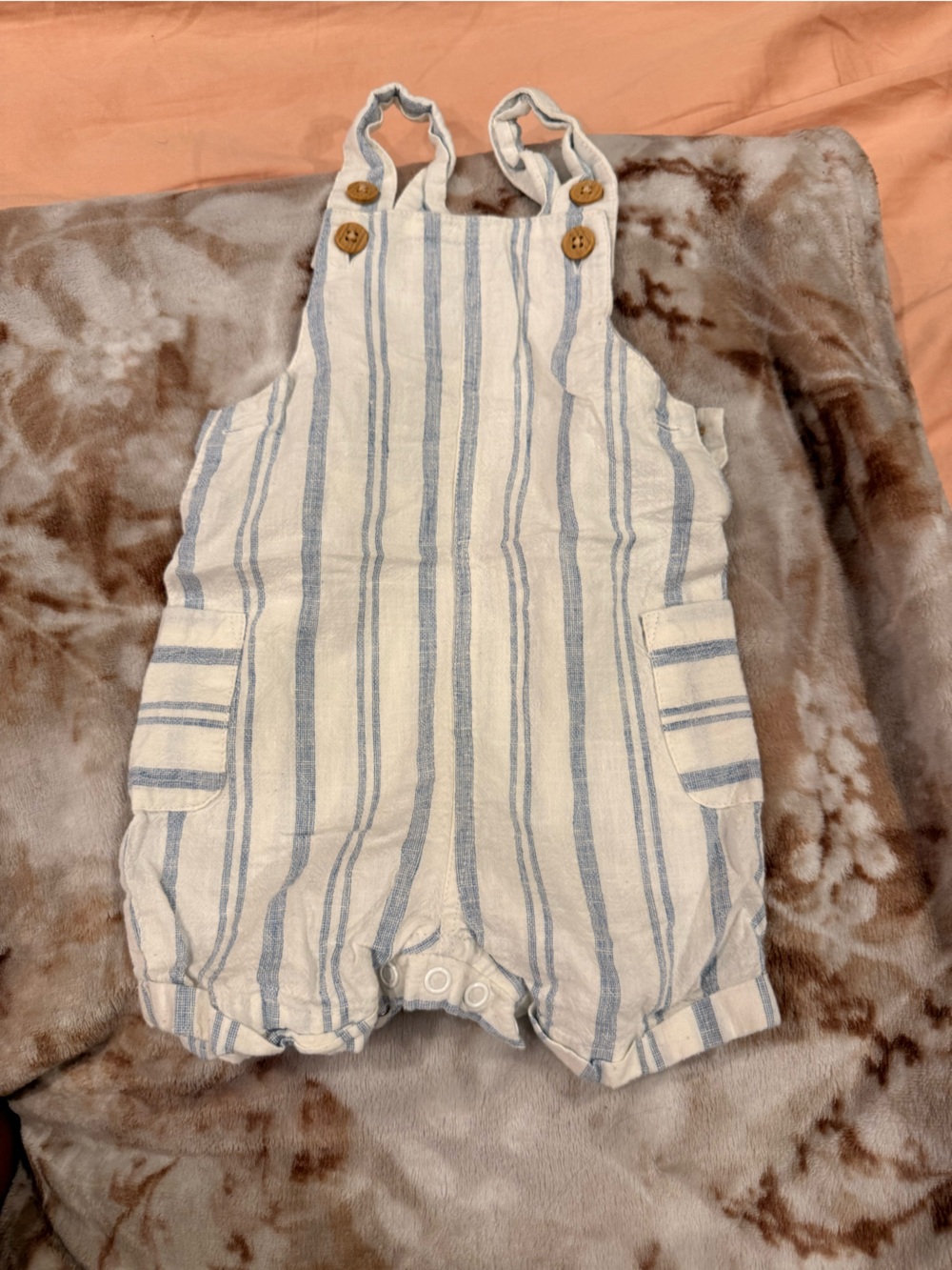 Primark Cream and Blue Striped Overalls